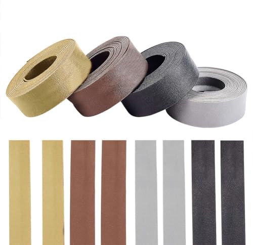 PandaHall 8 m 20 mm/0.79 PU-Lederbesatz 4 Farben Umklappbarer Besatz Einfach Gefaltetes Schrägband Bindegurte Zum Nähen von Steppnähten, Bindung, Säumen, Piping Crafts Stuhldekoration