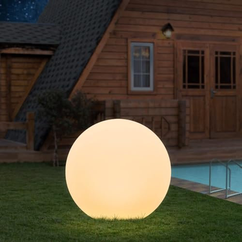 MALUX Lampada a sfera a LED, con 16 colori, dimmerabile e 4 modalità di illuminazione RGB, ricaricabile, IP67, galleggiante, per esterni, prato, cortile, stagno, interno (25cm)