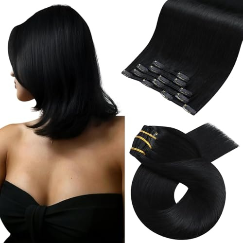 Moresoo Clip in Extensions Echthaar Nahtlos Unsichtbar 25 cm 5 Stück 80 g | Remy Echthaar,Seidig Glatte Struktur,Natürlicher Look,Mehr Volumen,Nahtlose Verbindung,Für Damen Frisuren Geeignet