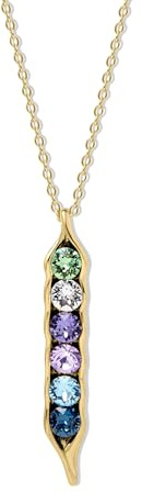 EVE'S ADDICTION Women's Custom Gold Tone 6 Stone Peas in a Pod Pendant, (16 chain) - Birthstone Necklaces for Women - Pea Pod Jewelry - Personalized Gifts for Mom - Gifts for Mom