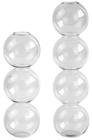 KWQBHW 2Pcs Grey Glass Bubble Vase Hydroponic Vase Modern Flower Vase 4 Ball Bud Vase Centerpiece Glass Vase Home Party Office Tabletop Decor