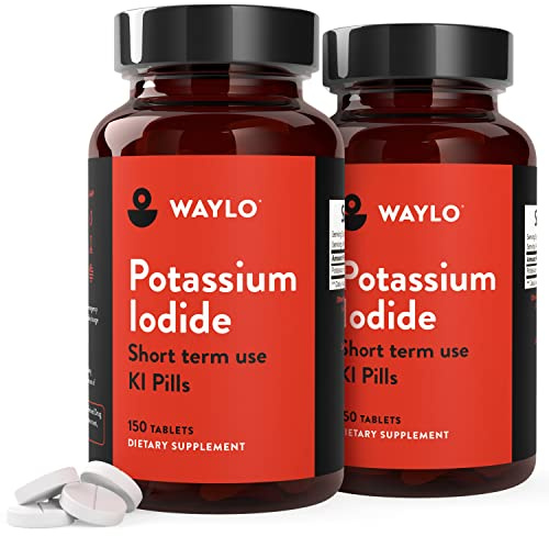 Waylo 2 Pack KI Potassium Iodide Tablets - 130 mg per Tablet, 300 Count, Made in USA, cGMP Certified
