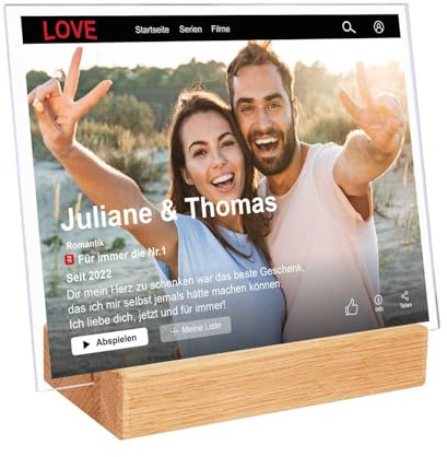 GRAVURZEILE Film Cover Glas Foto aus Acrylglas - Personalisiertes Geschenk mit eigenem Bild & Namen im Netflix Movie Design - Fotogeschenke für Sie & Ihn - Farbe: Querformat, Größe: 20 x 30 cm