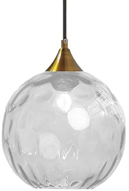ZTTECH Lámpara Colgante de Vidrio Claro de 200 mm Estilo Vintage con Soporte de Metal Dorado Bronce Casquillo E27 Lámpara de Techo para Isla de Cocina Comedor Dormitorio Salón (Claro, 200 mm)