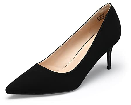 GENSHUO Escarpins Noir à Petits Talons pour Femmes Talons Aiguilles Élégants à Bout Pointu 6CM/2,36 Pouces Chaussures à Talons Hauts pour Le Travail de Mariage en Soirée, 40EU