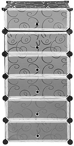 DDMINE - Armario para zapatos, estante modular de plástico, zapatero con puertas, mazo, caja de zapatos para zapatos, botas y zapatillas (1 x 6 unidades)
