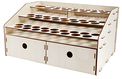 Pvczool DIY Wooden Organizer Paint Bottles Display Rack Brushes Holder Stand Storage Model Tool