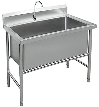Lavello di Utilità Industriale in Acciaio Inox - Cucina Indipendente Commerciale a 1 Scomparto (80cm/31in)