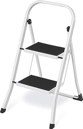 CABLEPELADO Escalera Plegable de Aluminio, Antideslizante, Taburete Portátil, Soporta hasta 150 kg, Altura Total 82.5 cm, 2 Peldaños
