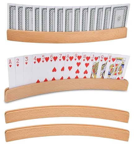 NICKLIN Spielkartenhalter 2 Stück Kartenhalter ältere Menschen Freisprech 33cm Spielkartenhalter Holz Spielkarten für Senioren Erwachsen