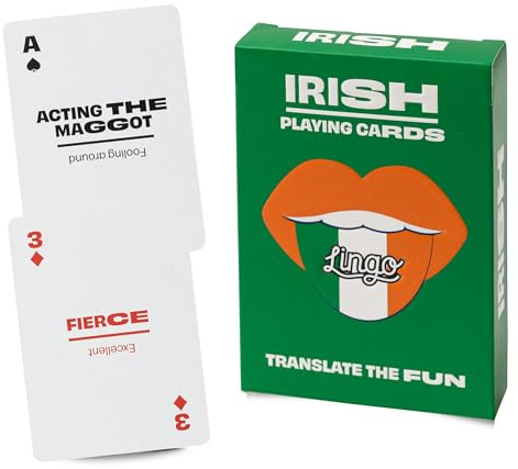Irish Lingo Playing Cards | Travel Flashcards | Learn Irish Slang Ireland Vocabulary in A Fun & Easy Way | 52 Essential Translations