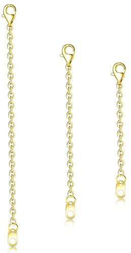 Gold Necklace Extender,3 PCS Alloy Chain Extenders Delicate Jewelry Extenders with Lobster Claw Clasp, 2/3/4 inch Chain Extension for Necklaces Braclets Anklets, Jewelry Making Supplies for Women