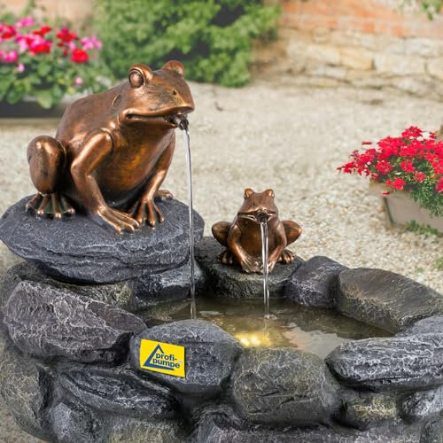Gartenbrunnen Brunnen Zierbrunnen Zimmerbrunnen Springbrunnen Brunnen Wasserfall Wasserspiel für Garten, Gartenteich (230V - Gartenbrunnen Teich-König mit LED-Licht)