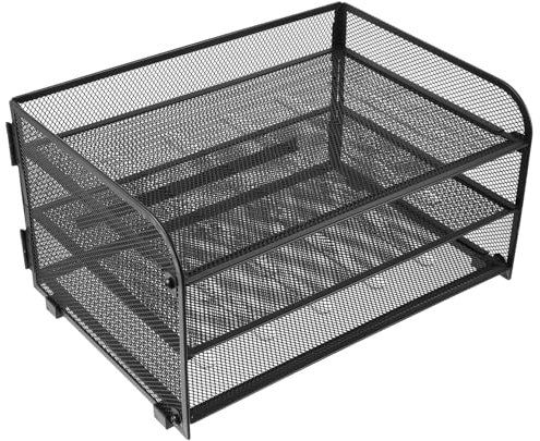 CAXUSD Schreibtisch Organizer mit Abnehmbarem Dokumentenhalter aus Metall 3-stufiger Stapelbarer Papierablage Moderner und Praktischer Dokumentenorganizer für Büro und Zuhause