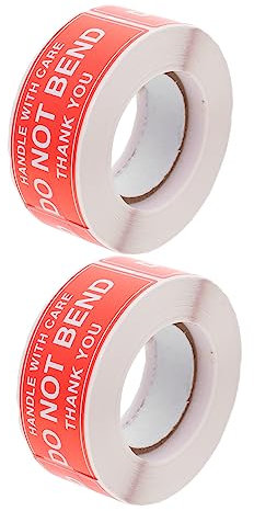 VILLFUL 2rollen Rote Fragile Versandetiketten Handle with Care Warnaufkleber Nicht Knicken Selbstklebend Geeignet Für Kartons Pakete Und Verpackungen Wetterfest Und Einfach Anzubringen