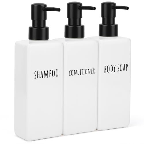 Segbeauty Seifenspender Küche, 3 Stück 500ml Seifenspender Weiß, Spülmittelspender Küche, Plastik, mit Bedruckten Etiketten