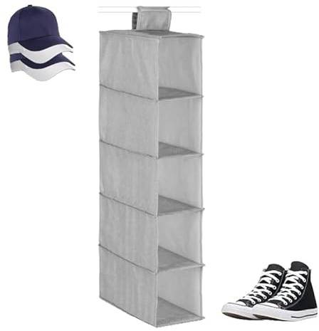 OCEANO Organizer da appendere Portaoggetti Armadio Mensole Armadietto spogliatoio Portatutto Pieghevole Salvaspazio Scaffale Cappello Calze Scarpe Intimo Asciugamani Accessori (Grigio, Portascarpe, 5)