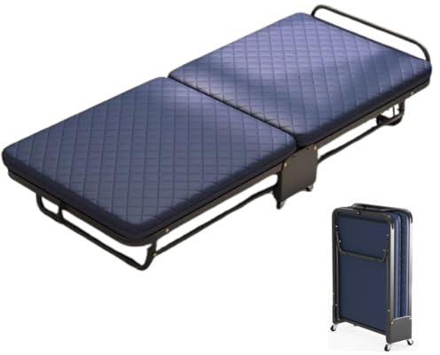 DTWEFF Folding Bed, Rollaway Day Bed Cot Size for Adults w/Adjustable 6 Position, Portable Folding Bed with Wheel, Roll Away Beds with Mattresses for Adults(65cm)