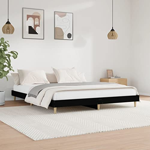 FSJIELW Home & Garden Bettgestell ohne Matratze, Schwarz, 180 x 200 cm, Super-Kingsize-Bett, Holz-Möbelwahl