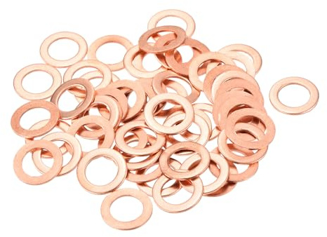 QUARKZMAN 52 Pièces Rondelles Plates en Cuivre, Rondelles d'Écrasement Métriques Plates en Cuivre Amélioré de 10x16x1mm pour Raccords Hydrauliques Vis Écrou Réparation Électronique