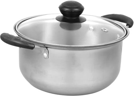 Garneck Pentola In Acciaio Inox 5 Litri Con Coperchio - Pentola Per Pasta Antiaderente - Ideale Per Zuppe e Cotture Lente Dimensioni 24X24cm Perfetta Per Ogni Cucina
