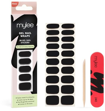 Mylee Gel Nail Wraps [Witching Hour] - 20 Pre-Cured Gel Stickers | Instant Mani, No Lamp Needed, Chip-Resistant, Glossy Finish, Lasts Up to 14 Days, Easy to Apply - Vegan & Cruelty-Free