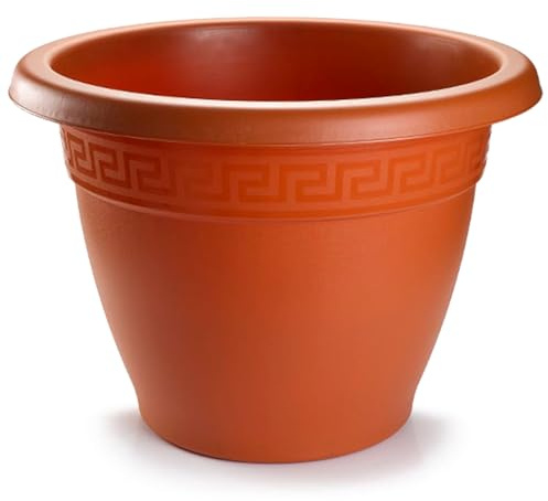 Acan Tradineur - Maceta Redonda Terracota - Fabricado en Plástico - Macetero Apto para Exterior e Interior del hogar - Diámetro: 40 cm - Color Marrón