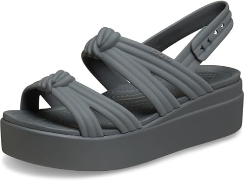 Crocs Women's Brooklyn Knot Low Wedge Platform Sandals, Carbon Knot, 7
