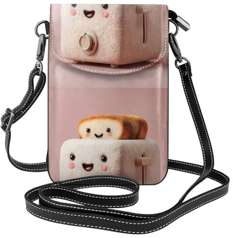 Petit sac à main pour téléphone portable 19,3 x 12,4 cm YYHHAOFA mignon grille-pain image tendance, pratique, multifonction en cuir à rabat pour femme