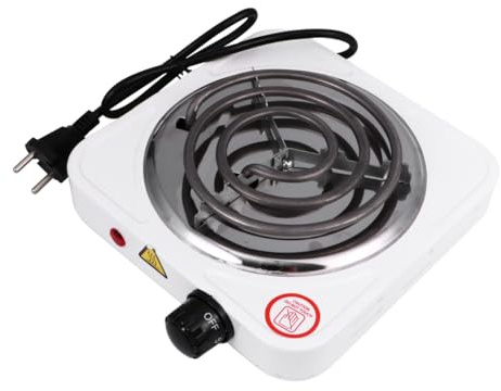 Fornelletto Elettrico da Tavolo 1000w Bianco in Metallo e Plastica | Temperatura Regolabile, Protezione Contro Surriscaldamento, Struttura Anti-vibrazione, Formato Compatto