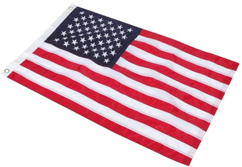 Kisangel Drapeau Américain Brodé 90x60 Cm en Oxford pour Décoration Extérieure Jardin Fête Patriotique US
