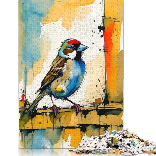 1000 Piece House Sparrow Watercolor Painting Square Puzzles for Adults And Paper Puzzles Family Activity 38x26cm/1000pcs