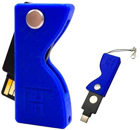 Custodia Protettiva per YubiKey 5 NFC & 5C NFC, Cordino, Girevole (Blu)