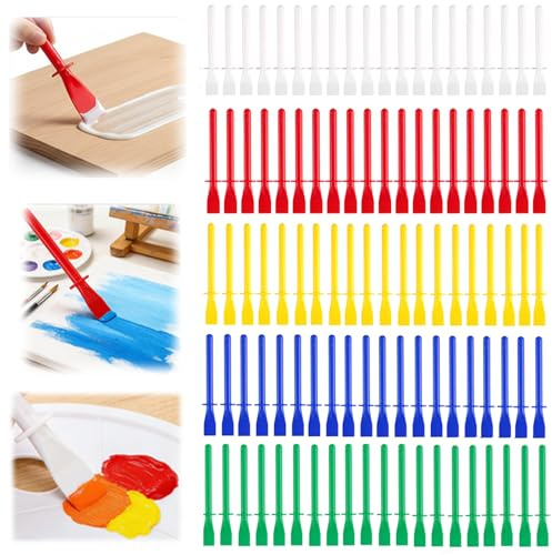 100 PCS Glue Spreader Set, 5-Colour Plastic Glue Applicators With Brushes For Crafts, Woodworking, Paper, DIY Art Projects, Reusable Smear Sticks For School, Home And Workshop Use