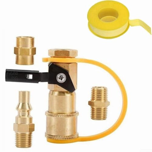 Kit adaptador de manguera RV de 14 pulgadas, 5 piezas de latón de conexión rápida para parrilla de barbacoa y electrodomésticos de gas al aire libre, compatibles con gas natural y butano con válvula