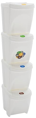 Genérico Cubos de Basura apilables 4 uds Polipropileno BLANCO100 L