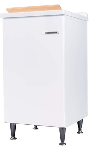 Negrari Comfort 3006DDX Lavatoio Bianco Lucido 45x50 H85 cm Mobile Lavanderia Nobilitato Idrofugo Vasca Polipropilene Asse Legno Montato Cerniere Rallentate Chiusura Battente Maniglia Destra Piedini