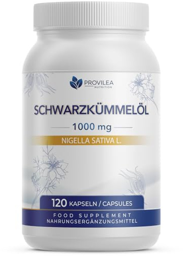 Provilea Schwarzkümmelöl Kapseln | 1000mg pro Tagesdosis | für die tägliche Balance im Alltag | 120 vegane Kapseln