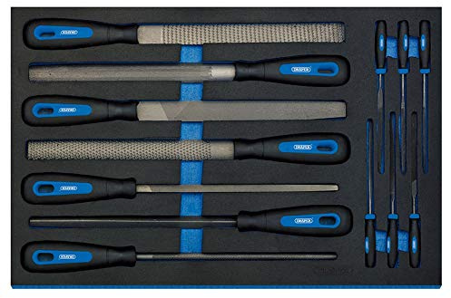 Draper 63513 Hand File 13 Piece Set in 3/4 Drawer Eva Insert Tray , Blue