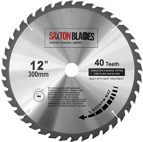 Saxton TCT Circular Wood Saw Blade 300mm x 30mm x 40T for Bosch, Makita etc Fits 305mm Saws