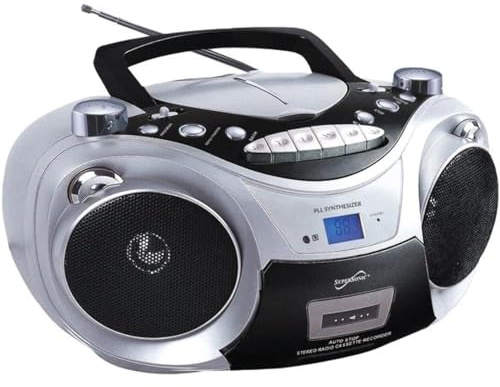 Supersonic SC-739BT Top Loading CD Boombox Player with Wireless Bluetooth, AM/FM Radio, Cassette Recorder, USB Input, LCD Display, and Remote Control - MP3/CD/CD-R/CD-RW Compatible (Silver)