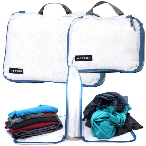 Acteon Compression Packing Cubes - 2 Pack Clean Dirty Separate Zipper - Lightweight Travel Packing Cubes for Luggage - Suitcase Organizer Travel Cubes - Large Small Laundry for Clothes Shoes Makeup