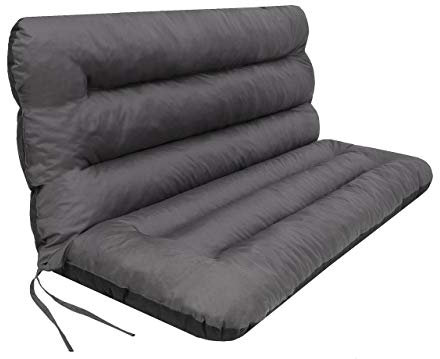 PillowPrim Cojín para columpio de Hollywood, Cojín para Banco de Jardín, Cojín para Exterior, Cojín de Asiento y Respaldo, Cojín de Jardín, Ancho del Asiento de 180 cm, Color Gris
