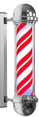 LED 65 Cm Luz De Poste De Poste De Barbero Señal De Ahorro De Energía para Peluquería,Interruptor Doble De Doble Raya Roja Blanca Y Azul,Adecuado para Peluquerías Y Salones De Belleza,Red White