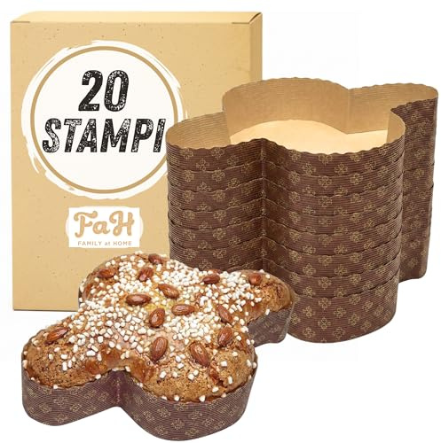 FAH - Stampo per Colomba 100 gr - 20 Forme per Mini Colomba in Carta | di Pura Cellulosa in Microonda Ideale per l’uso in Forno - Monouso ad Alta Densità, Resistente al Calore 200°C