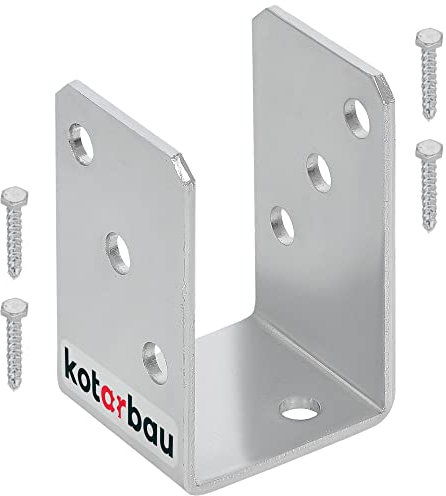 KOTARBAU® Support de poteau en U à visser 60 mm, galvanisé à chaud, la solution parfaite pour assembler différents éléments, argenté