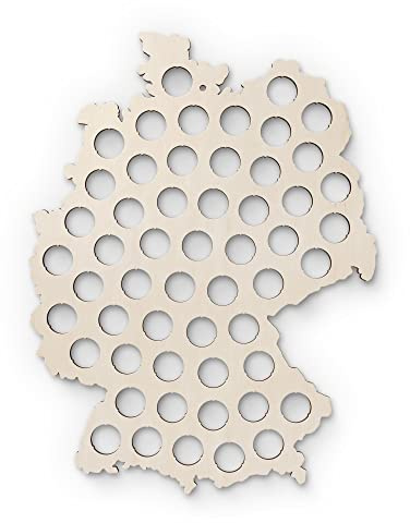 TecTonia Bierkarte aus Holz | Geschenkidee für Kronkorken Sammler | Deutschlandkarte mit 54 Fächern | Biergeschenk & Bierdeko | Geschenk für Bierliebhaber, Männer & Papa