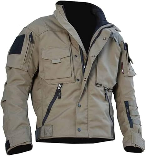 Chaqueta táctica versátil para todos los terrenos para hombre abrigos militares cálidos versátiles casuales al aire libre con 12 bolsillos Chaqueta de invierno para hombre, L