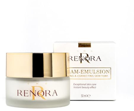 RENORA - Korrigierende und Beruhigende Creme-Emulsion I Beugt Ungleichmäßiger Pigmentierung vor I Erfrischt I Gleicht den Hautton aus I Hyaluronsäure, Aloe Vera und Jojobaöl I 50 ml
