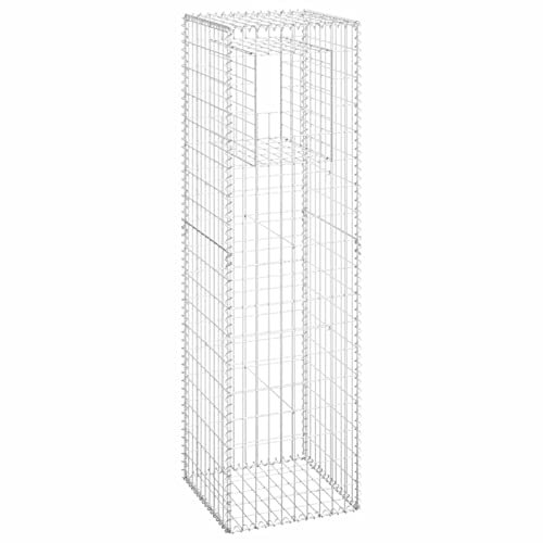 Tidyard Gabionpelare, gabioner, gabionpelare, pelare, stengabion, stenkorg, trådkorg, gabionkorg, terrass, trädgård, 50 x 50 x 180 cm, järn